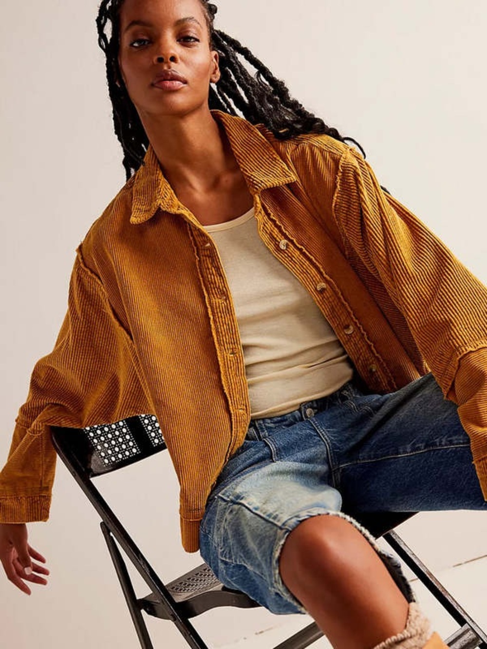 Free People Full Moon Cord Top in bronze